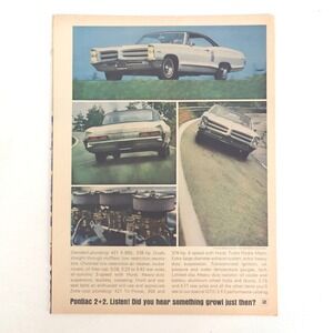 Vintage Pontiac GTO 2+2 Muscle Car Print Ad Performance Racing Collector Decor